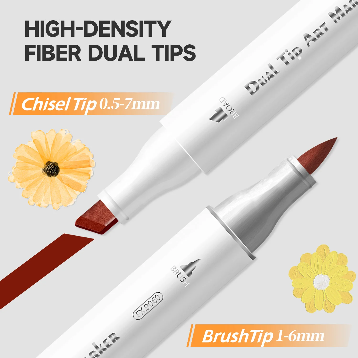 48-216 لون علامات فنية فرشاة طرف مزدوج وإزميل أنظمة ألوان كبيرة لرسم علامات رسم فنية دائمة اللوازم المدرسية #3