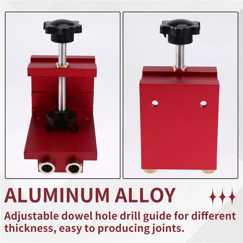 

ABFU-Pocket Hole Drill Guide Dowel Jig, Aluminium Oblique Hole Locator Drilling Kit Woodworker DIY Tools With 9Mm Drill