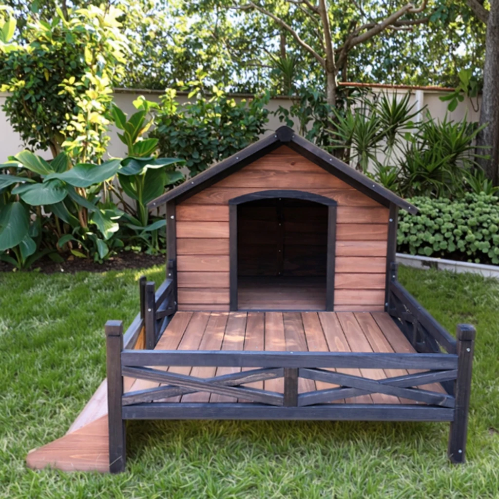

SDD010 Luxury Durable Weatherproof Solid Fir Construction Outdoor Wooden Pet Dog Kennel House