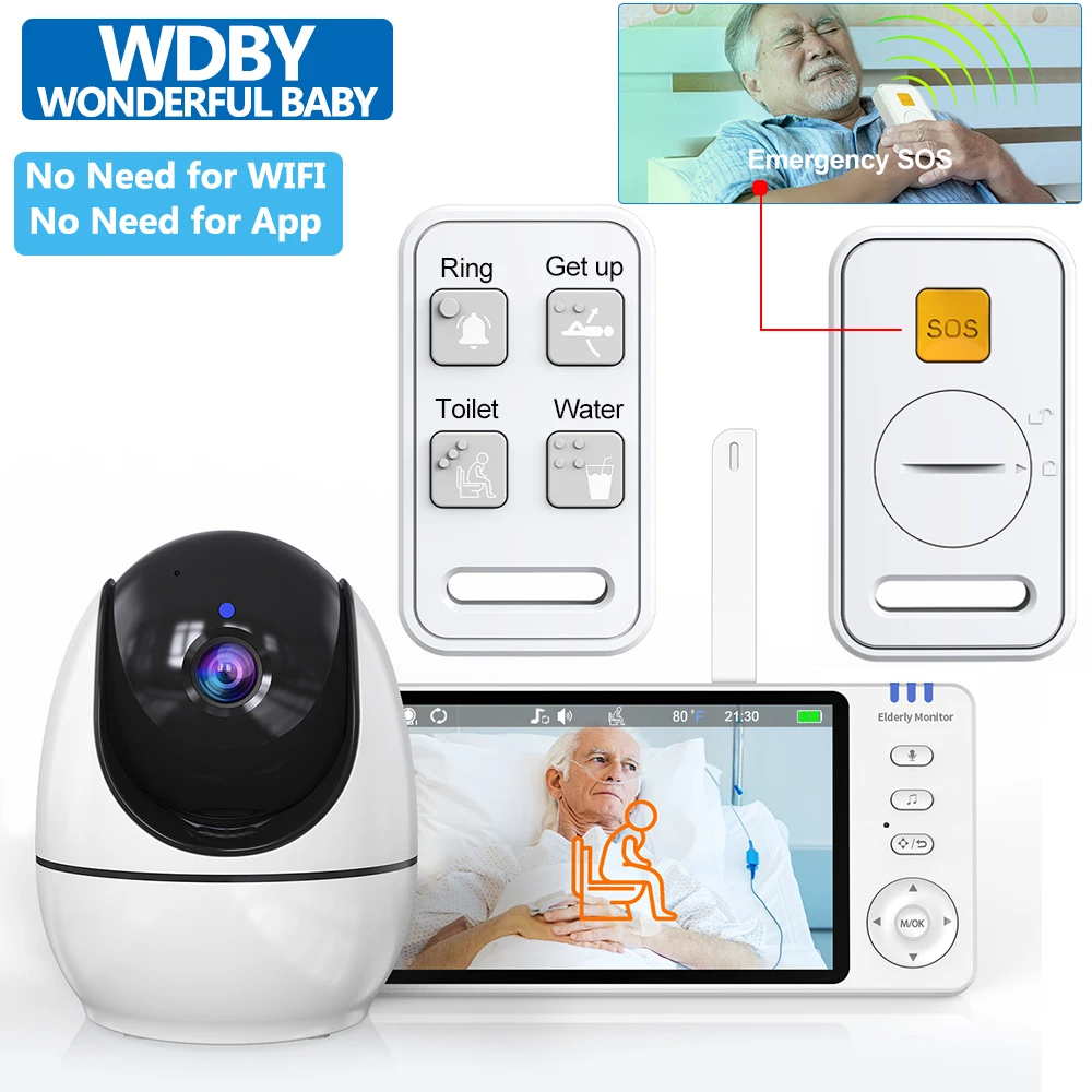 SOS Emergency Call Button for Elderly Home Baby Monitor Two-Way Audio Home Safety Alarm System Smart Care Alert Device Playback