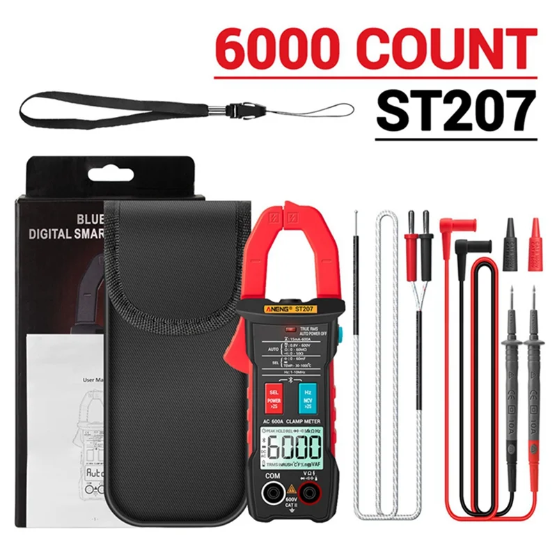 ST207 Big Screen Digital Clamp Meters Bluetooth Smart AC Tester Burn-Proof Professional Multimeter