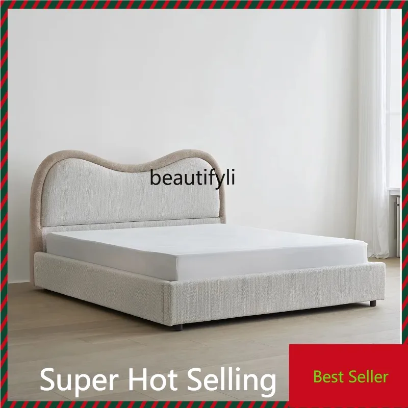 

K132 Fabric bed French retro wind box bed Modern simple new 1.8-meter storage double bed