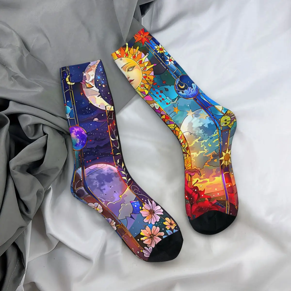 طاقم جوارب العصرية الشمس القمر بوهو كوزموس علم التنجيم الجوارب عارضة الجوارب الطويلة اكسسوارات للرجال النساء هدية عيد ميلاد #1