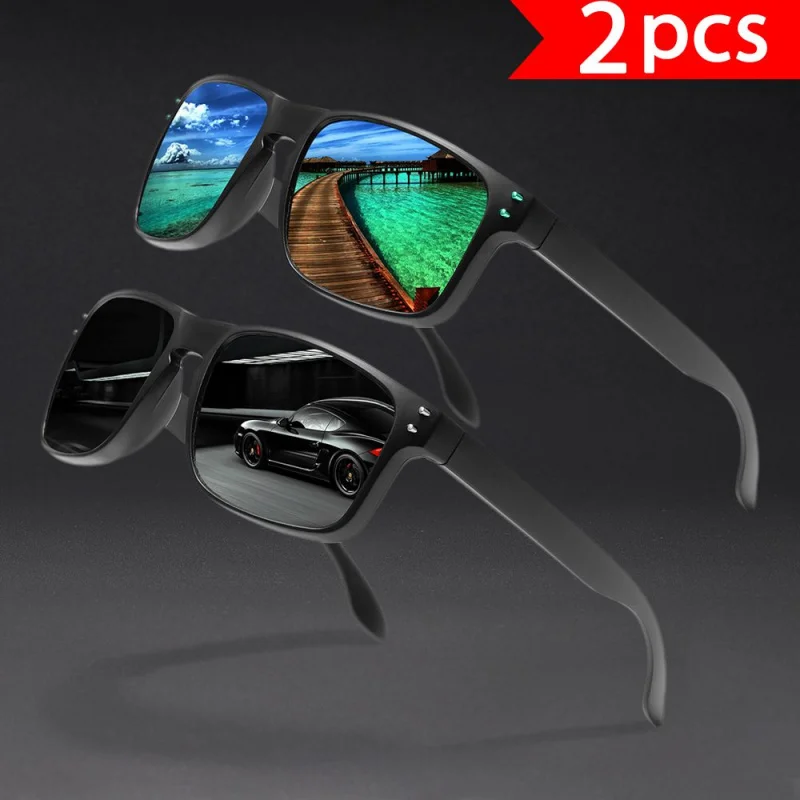 قطعتان، نظارات شمسية عصرية لركوب الدراجات بإطار كامل، ألوان مختلفة، مع أظافر أرز قديمة، للجنسين، تعديل الوجه