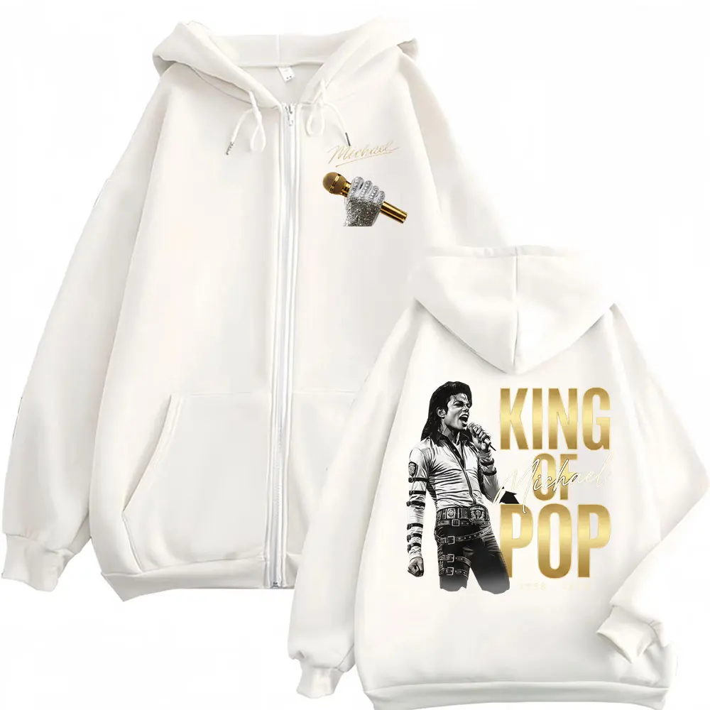Michael Jackson King of Pop Movie 2026 Reißverschluss-Hoodies für Männer und Frauen, Hip Hop Harajuku Jacke, Sweatshirt, Fleece, Pullover mit Reißverschluss, Mäntel – Detail 7