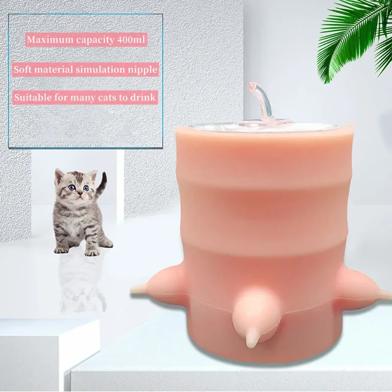 Silicone Nipples Pet Feeder,Bubble Milk Bowl,Feeder for Newborn Kittle,Puppy Nursing Drink cat Food Dispenser,5 Teats Simulation