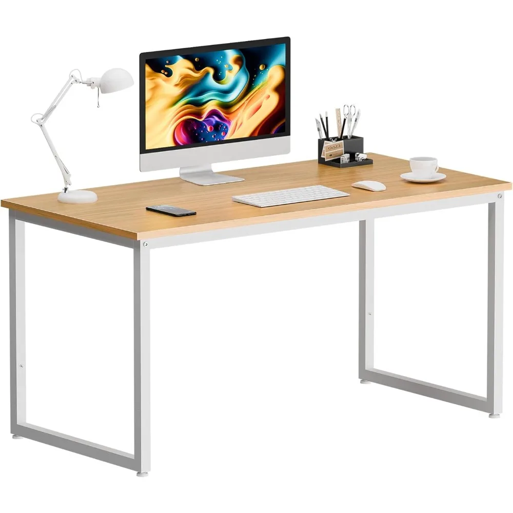 

Computer Desk 47" Large Office Desk Computer Table Laptop PC Simple Study Writing Desk for Home Office, Light Brown