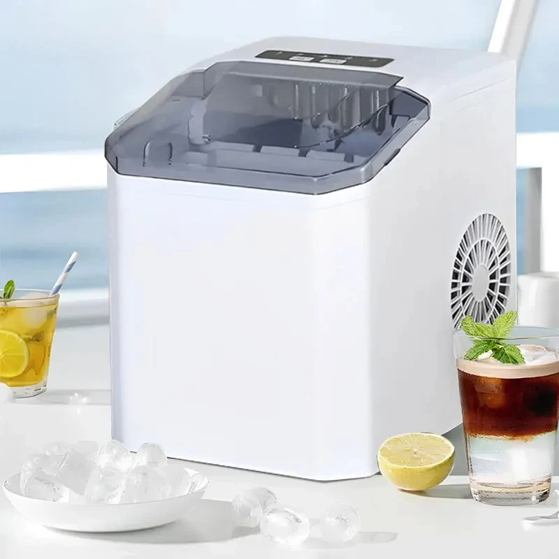 صانع الثلج الأوتوماتيكي الصغير مع مكعبات ثلج مستديرة محمولة باليد أوتوماتيكية بالكامل على شكل رصاصة 12 كجم/24 ساعة صانع الثلج المنزلي