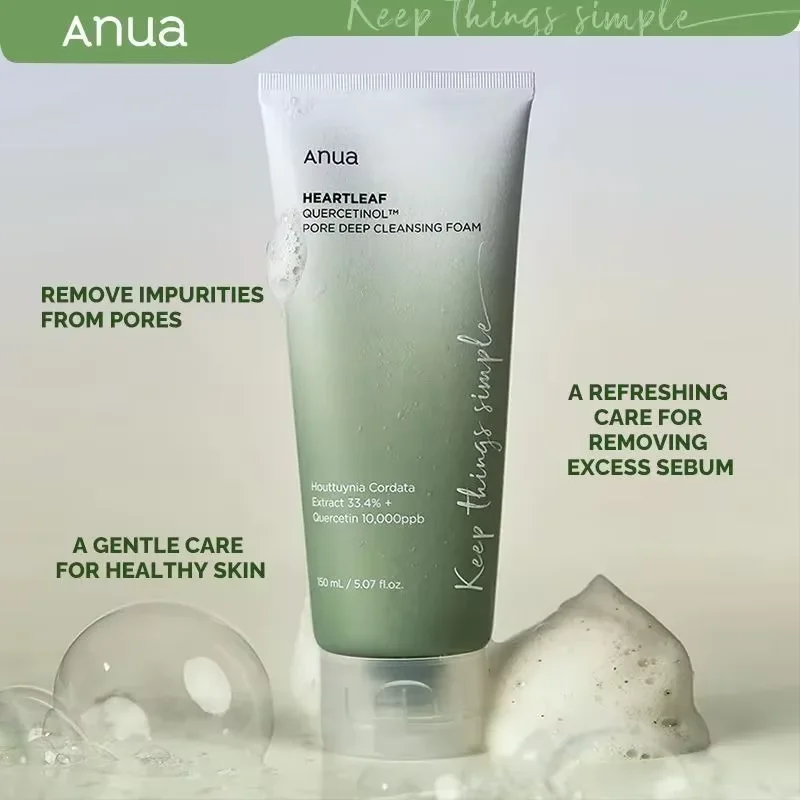 Anua Skincare Products Heartleaf Quercetinol Pore Deep Cleansing Foam Face Wash Facial Cleanser Korean Skin Care