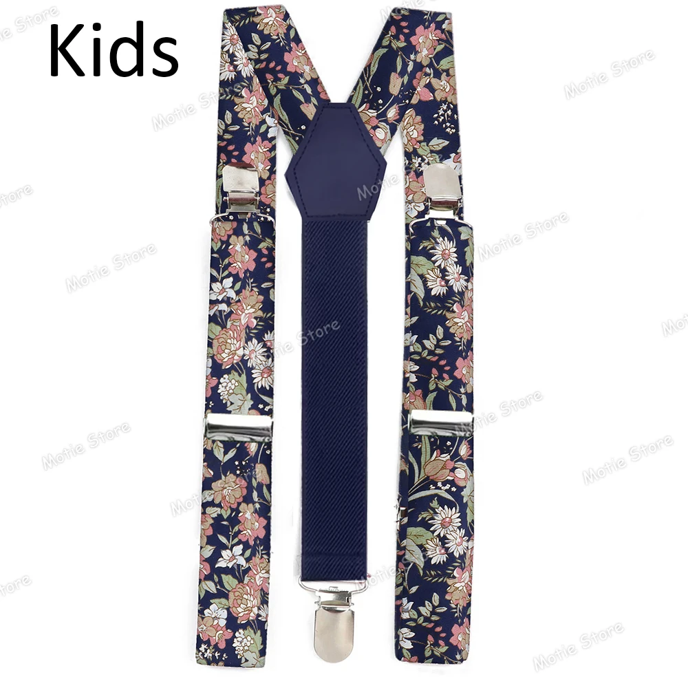 المطبوعة الأزهار القطن الاطفال الحمالات كليب على الأشرطة قابل للتعديل مطاطا Y-الظهر الأقواس الأطفال صبي فتاة الأقواس اكسسوارات الزفاف