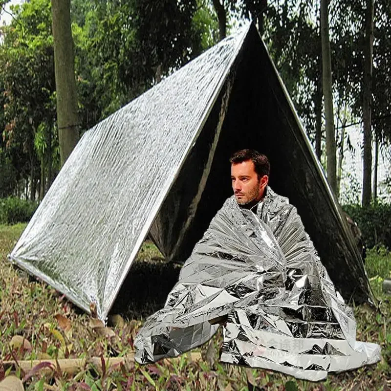 Emergency Thermal Blanket Outdoor Waterproof Survival Blanket Aluminum Foil Hot Space Emergency Rescue Curtain Camping Blanket