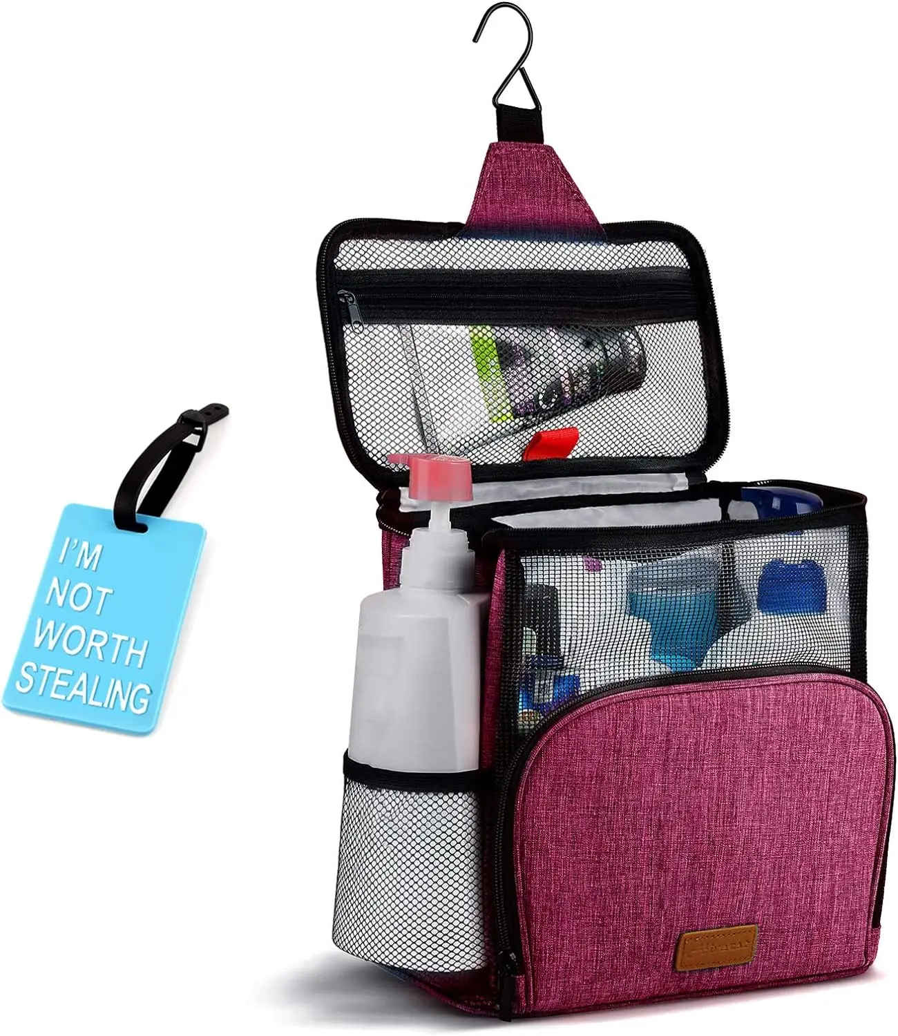 Hanging Toiletry Bag, Shower Caddy Tote Bag (Updated Version, Full Size Bottle Compatible), Bath Organizer for College Dorms