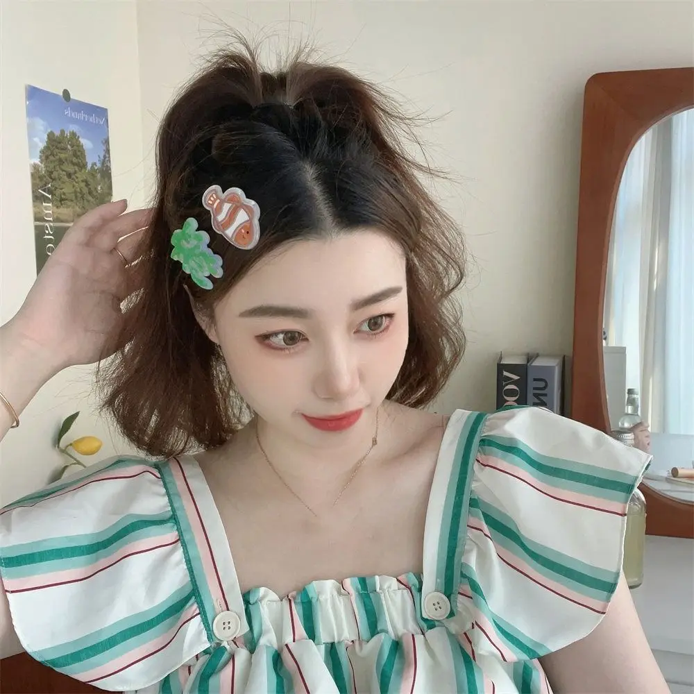 أنيقة محارة المحيط الأسماك دبوس الشعر الأعشاب البحرية قنديل البحر دولفين مقاطع الشعر الكرتون المرجان الحيوان منقار البط كليب الطرف #3