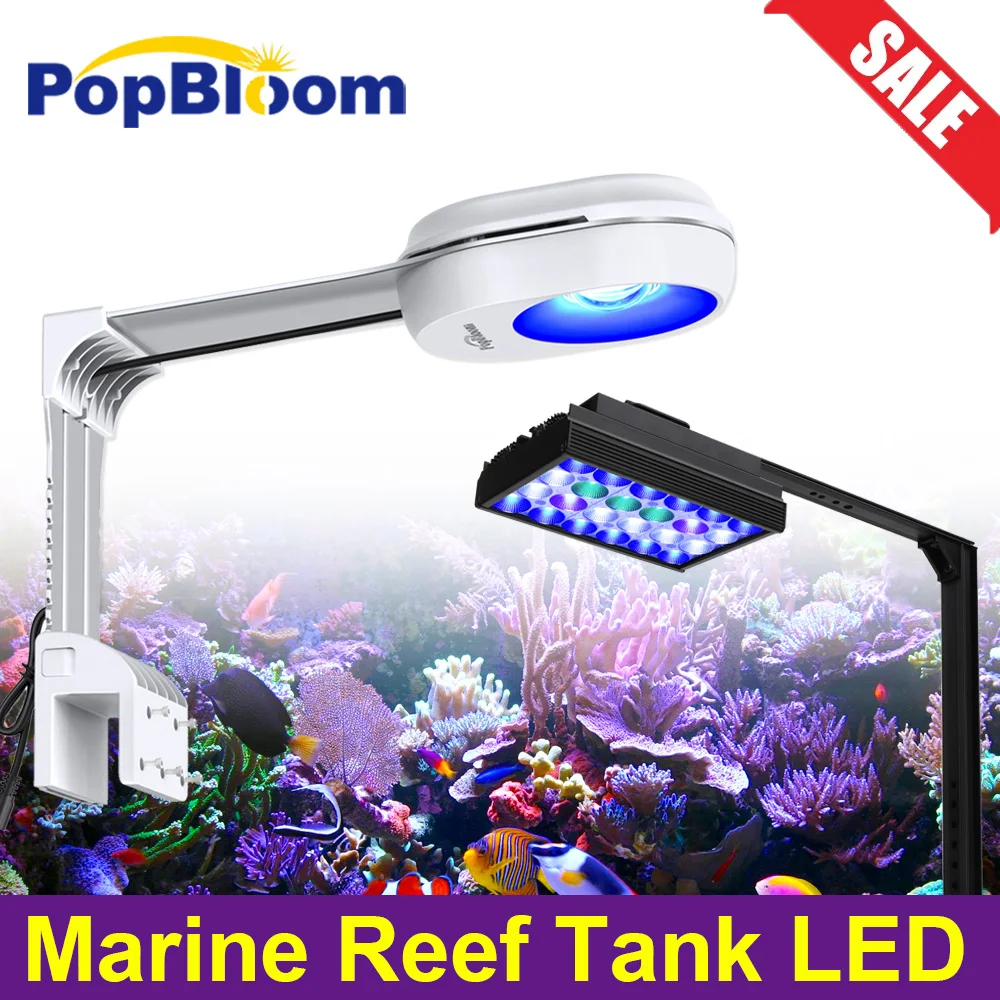 PopBloom-Nano Marine Aquarium LED Lighting  Dimmable Saltwater LED Aquarium Lamp for Seawater Reef Fish Tank Light,Include Mount