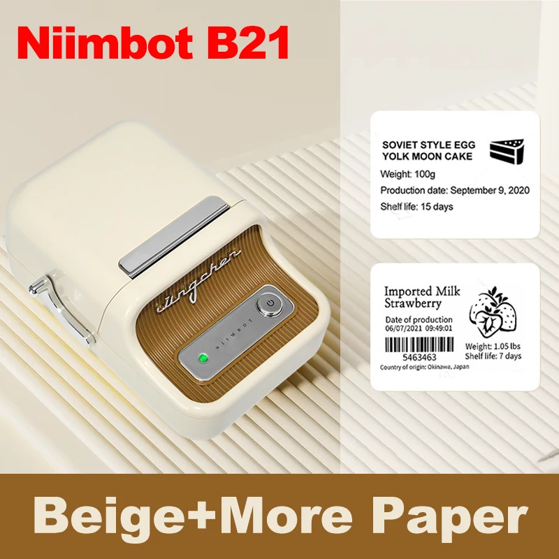 

Niimbot B21 Label Maker Machine with Rolls Handheld Bluetooth Inkless Sticker Labeler Printer Used For Barcode Storage Designs