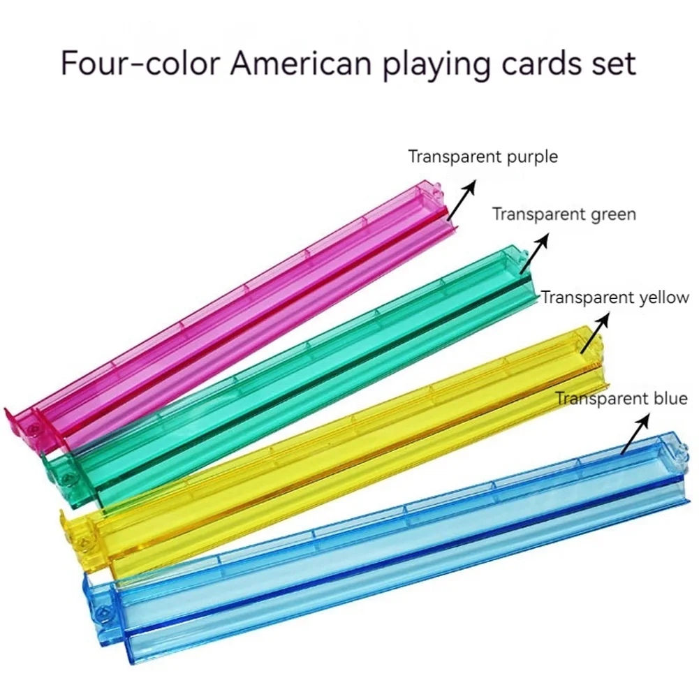 4個セット 透明アクリル麻雀ラック 内蔵プッシャー付き タイルラック 4色麻雀ラックとプッシャーのコンボ ゲームナイトクラブ用