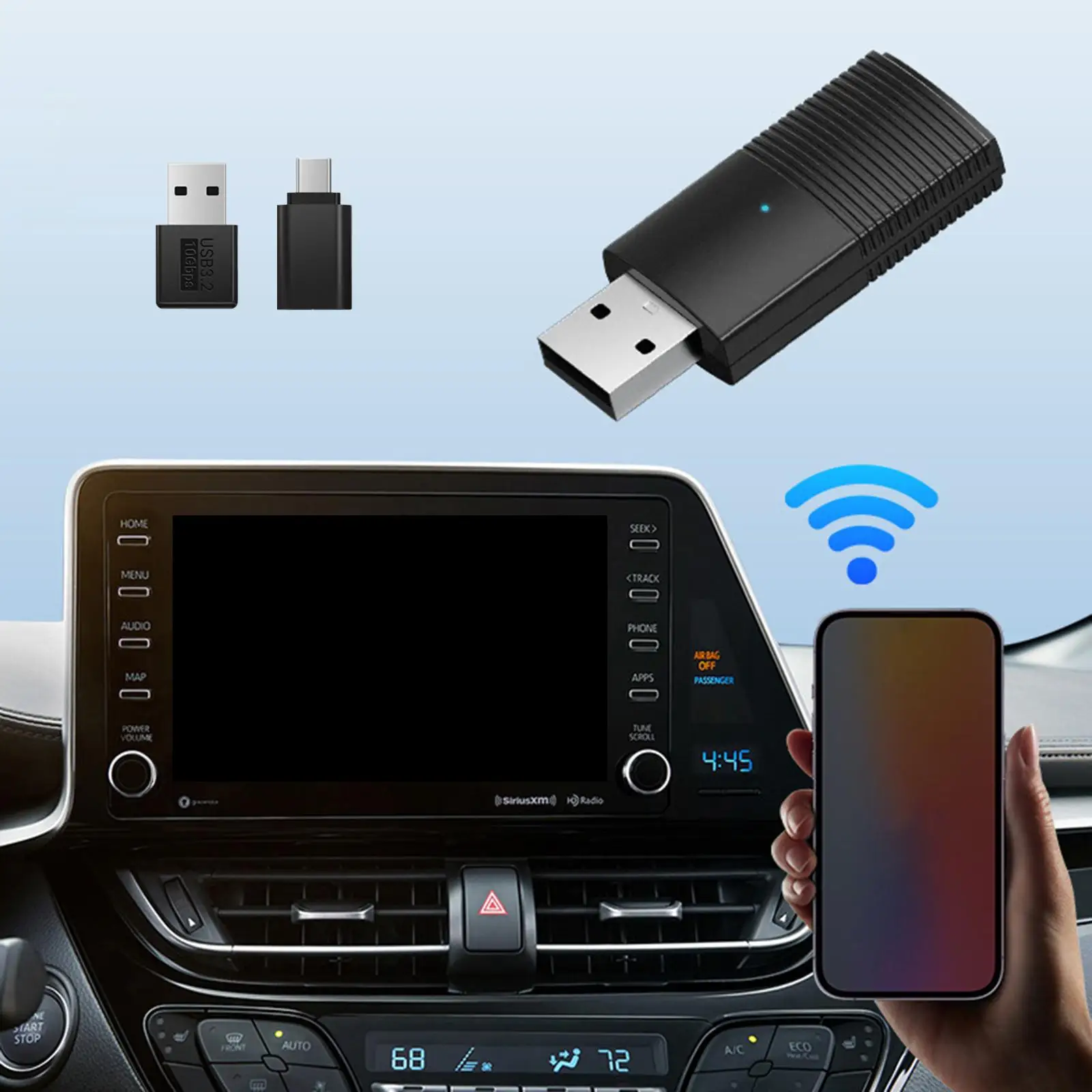 Mini Adapter Plug and to Install Stable Transfer High Performance Voice Use Automatic Connection Car Adapter