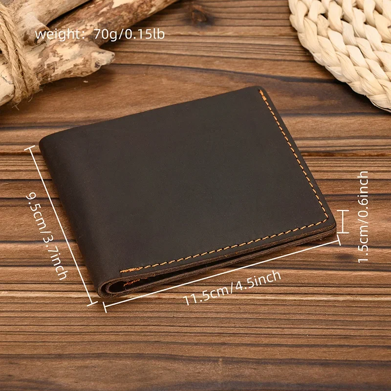 Slim Wallets Man Genuine Leather Bifld Card Holder Small Bsuiness Short Purse Vintage Fashion Dropshipping Male Wallets Thin