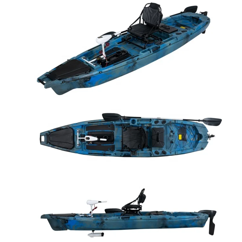 2025New Trend 12FT Three Power Fishing Kayak Motor Kayak Pedal Kayak for Sea Fishing