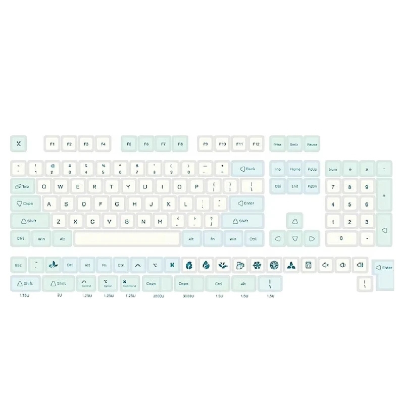 137 Keys PBT Keycaps Set in Ice Mint Color Theme with XDA Height for Gamers and Typists for Mechanical Keyboards Drop Shipping