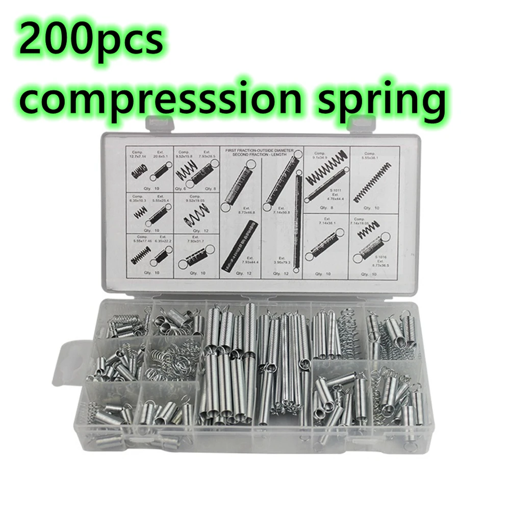 

Compression & Extension Spring 200PCS Assortment Set for Repairs Coil Spring Tension Spring Pressure Kit With Storage Box