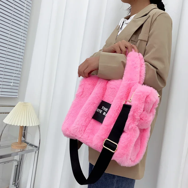 JIAERDi Casual Fur Tote Bag For Women Luxury Handbag  Autumn Winter Plush Messenger Bag Harajuku Aesthetic Shopper Bag Female