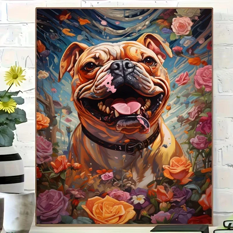 Big Bulldog Roses Flowers DIY Fulll Round Square Diamond painting Kits Handicraft Mosaic Diamond Embroidery For Home Decor