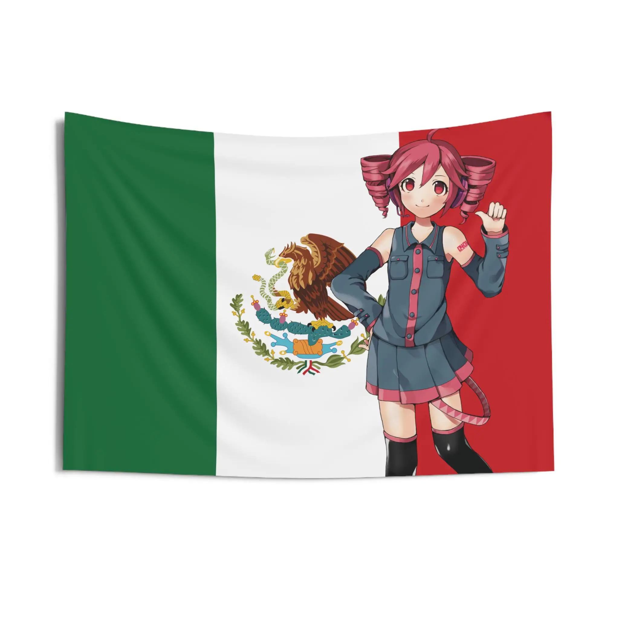 2026 Mexican Flag Wall Tapestry - Teto Design, Vocaloid Inspired, Utaliod - Home Decor, Room Decoration, Bedroom Tapestry