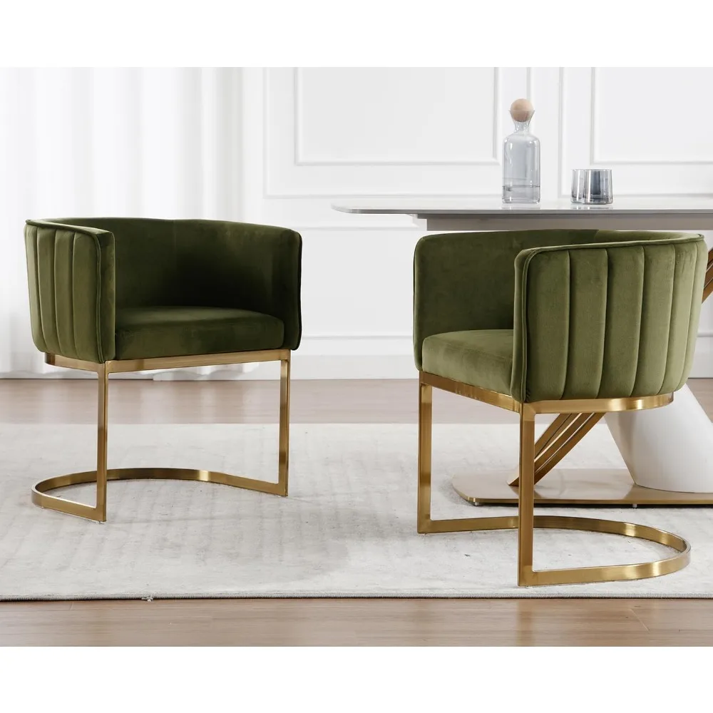 Eetkamerstoelen Set Van 2 Moderne Tonfauteuils Met Gouden Frame Gestoffeerde Keukenstoelen Voor Woonkamer, Eetkamer