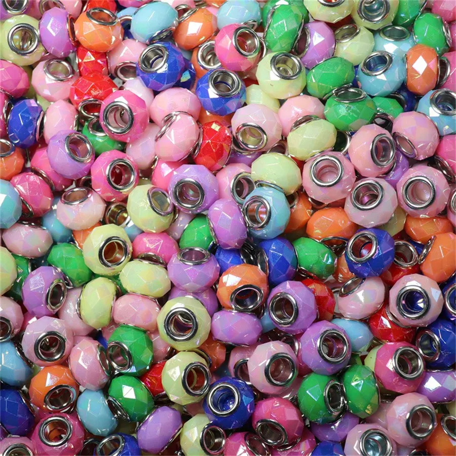 14 mm grote gatenkralen, acrylkralen. Gebarsten kralen, macaronkleur, gebarsten tweekleurig. DIY decoratiekralen, intervalkralen