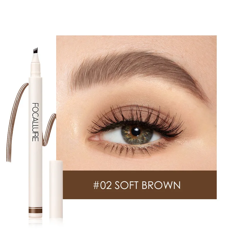 Focallure 4 Fork Liquid Eyebrow Pen Sexy Wild Eyebrow Waterproof Long Lasting Eyebrow Pencil Hair Like Effect Natrual Finish