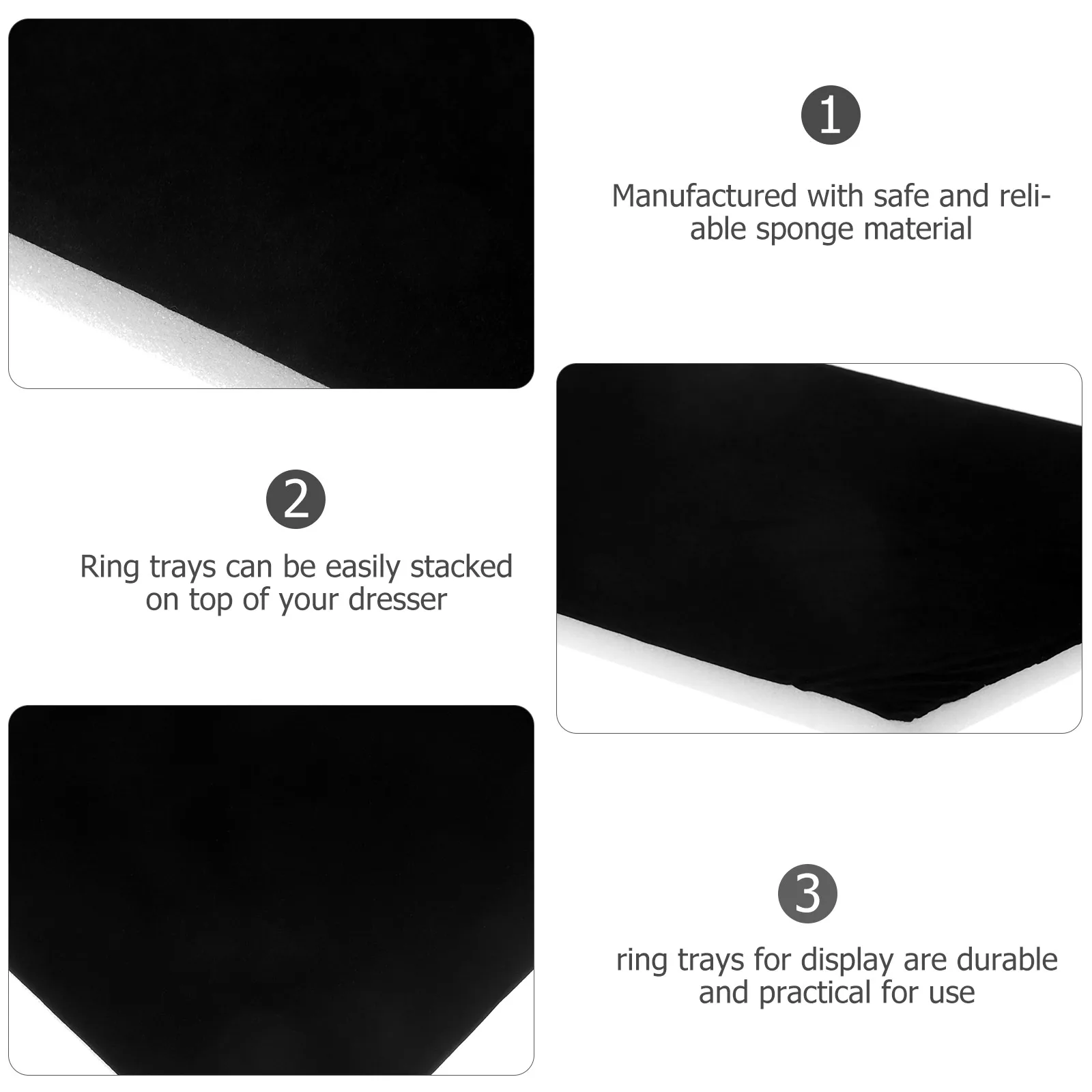 

120 Black Soft Pads Jewelry Mat Display Tray Inserts Foam Earrings Sponge Organizer Holder Accessories Thick
