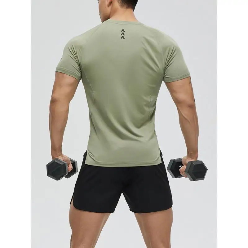 DROZENO Breathable Short Sleeve Men's Summer Tight Fitness Clothes Three-sleeve Training Running