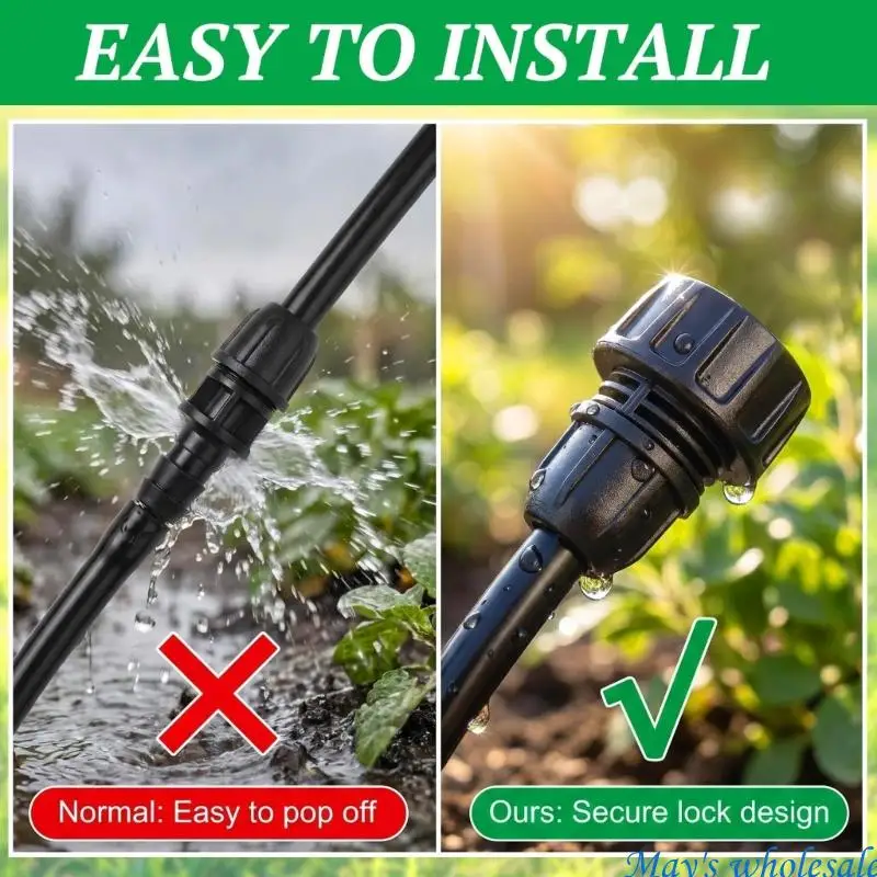 12Pcs Strong Plastic Hose End Caps with Lock Design Corrosion Proof Barbed Fitting for Secure Pipe Connection In Garden 448A