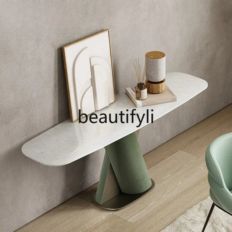 

Italian modern light luxury natural marble against the wall opposite the door luxury stone entrance table