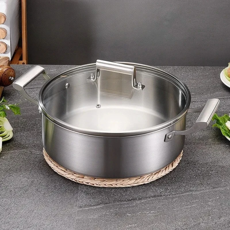 

304 Stainless Steel Soup Pot German 5-Layer Steel Gas Induction Cooker Compatible with CE EU Standard