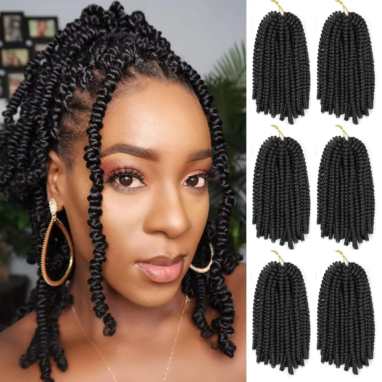 

Tereshar Synthetic 1pcs Spring Twist Hair Fluffy Spring Twist Crochet Hair Passion Twist Crochet Hair Braiding Hair Extensions