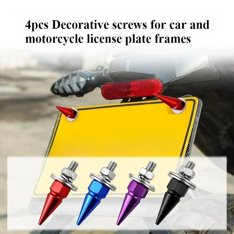 

4pcs/set Aluminium Alloy Bolts M6 Threaded Tips Screw Car Modified Fasteners Fender Washer Bumper Engine Screws License Plate