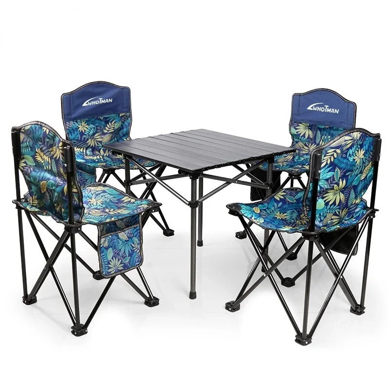 

Foldable Camping Table and Chair Set – Aluminum Alloy Picnic Furniture Portable Leaf Yellow Outdoor Table and Chairs for Leisure