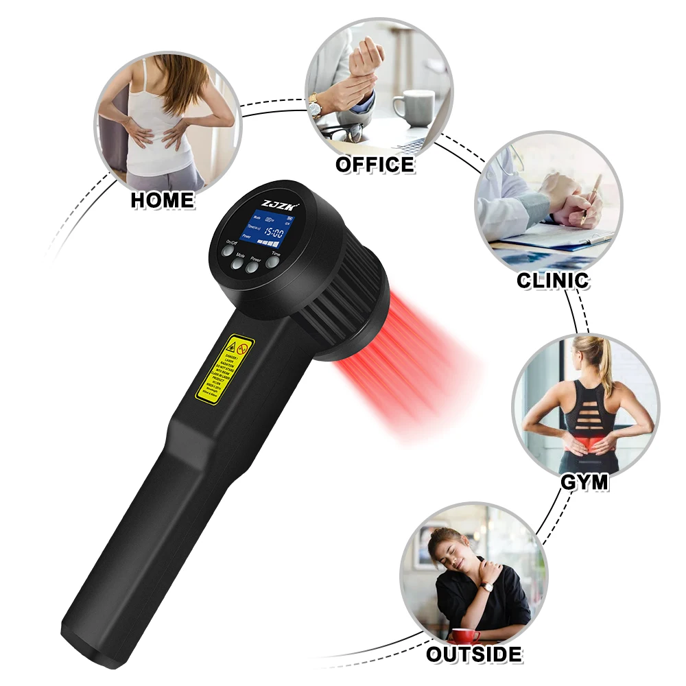 ZJZK Class Iv Cold Laser Therapy Infrared Physiotherapy Lamp 3W 808nm 650nm Chiropractic Use for Pain and Tendonitis Healing