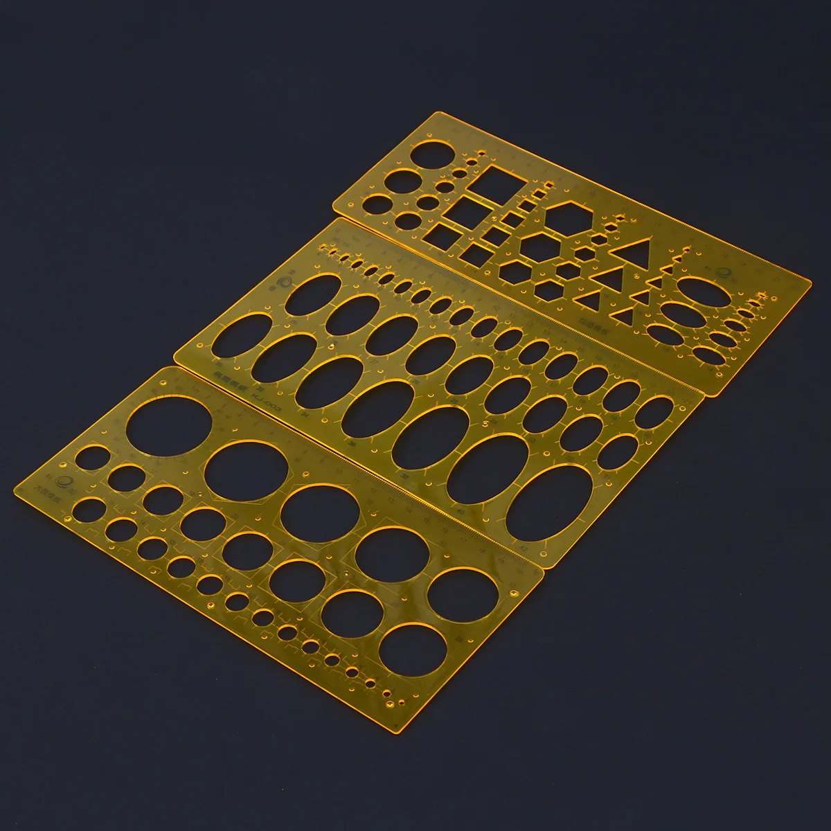 Reglas de plantilla de dibujo de diseño, juego de reglas curvas naranjas transparentes para herramienta de medición de dibujo de arquitectura, 6 uds.