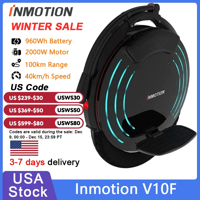 Original INMOTION V10F Electric Unicycle 84V 960Wh Battery 2000W Motor Unicycle 40km/h Speed with APP Smart EUC Monowheel