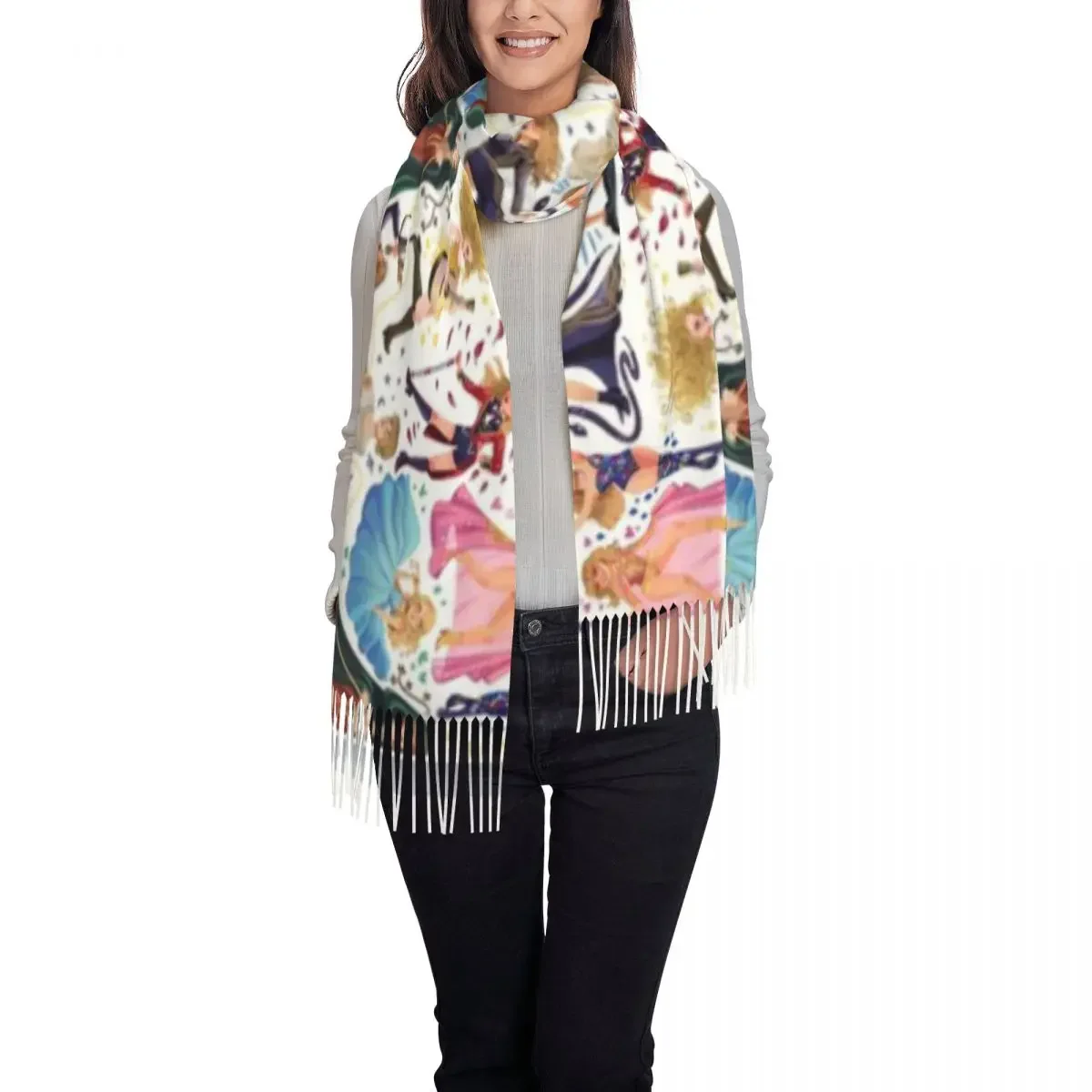 Mantón Una bufanda con borlas