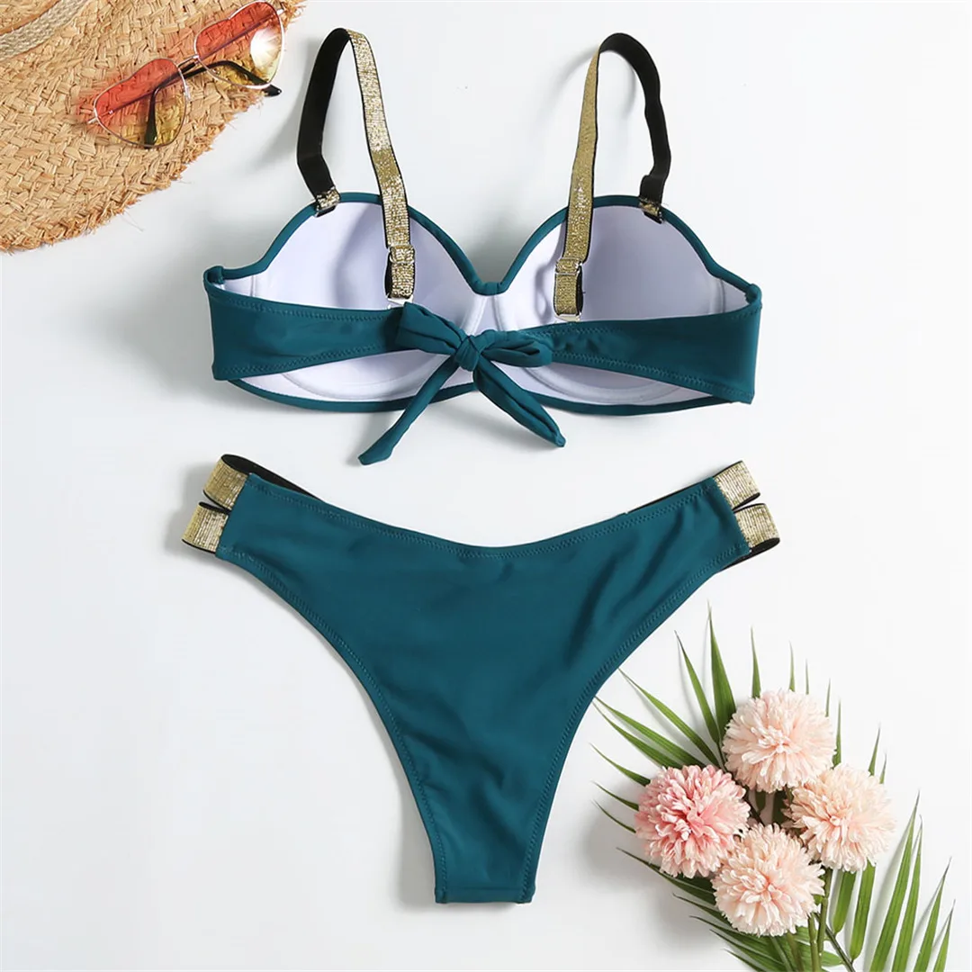 Neuer S - XL BH-Bikini Push-Up-Badeanzug Damen-Bademode Zweiteiliges Bikini-Set mit Cup Bather Badeanzug Schwimmanzug Damen V2310 – Detail 35