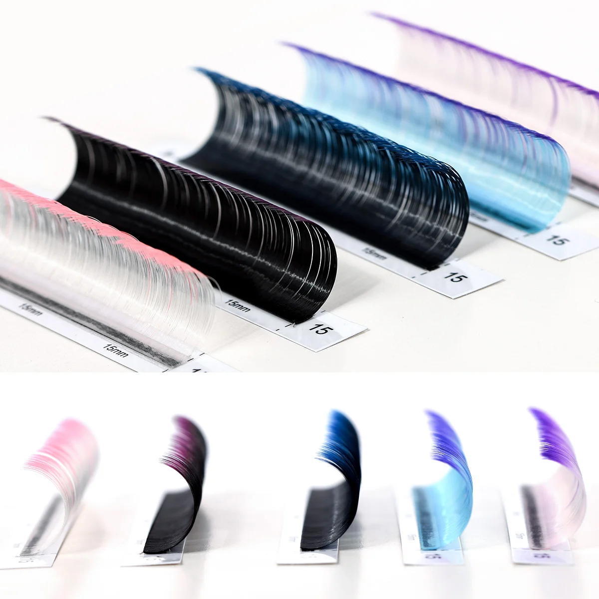 ARISON pestañas clásicas de colores ombré gradiente azul púrpura blanco rosa extensión de pestañas individuales pestañas de visón sintético