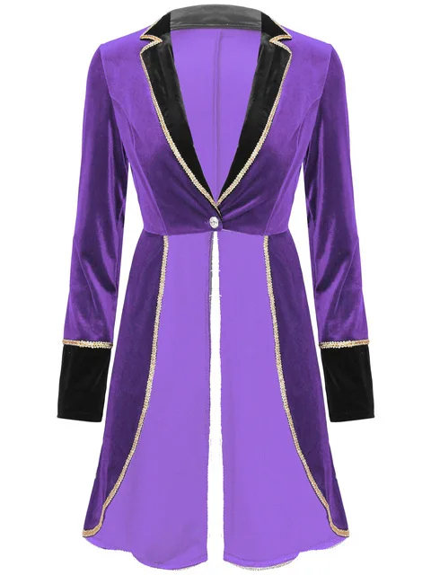 Halloween Women Adult Circus Ringmaster Costume Velvet Long Sleeve Blazer Coat Christmas Carnival Cosplay Festival Rave Outfit