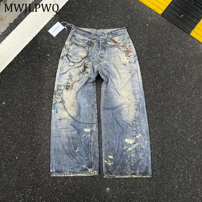 

MWJLPWQ Street Style 3D Printed Design Male Jeans Low Waist Autumn Hiphop Wide Leg Pants Unisex Trend Loose Casual Trouser 11236
