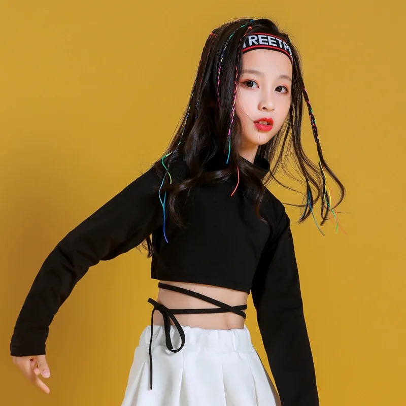 Fashion Cotton Shirt Children Ballroom Hip Hop Skirt Costumes Jazz Street DanceWear Dancewear for Girls Outfits Dancing Clothes