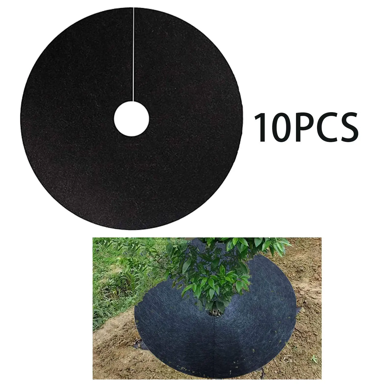 10Pcs 52cm Tree Rings Weed Barrier Non Woven Fabric, Cover Easy Install