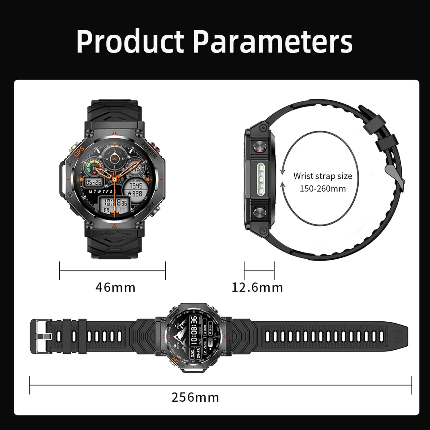 

(Black) 1.39-inch fashionable smartwatch, supporting Bluetooth calls, equipped with an AI voice assistant, featuring 107 sports